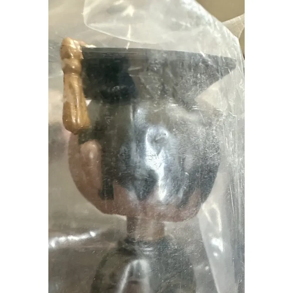 Graduation Photo Holder Bobblehead Male Black Gown Diploma Picture Frame 4.5”